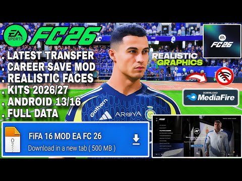 تحديث 2026 لعبة FIFA 16 المعدلة من EA FC 26 للأندرويد بدون اتصال بالإنترنت وضع مهني برسومات عا 