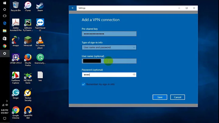 Setup L2TP VPN connection on Windows 10