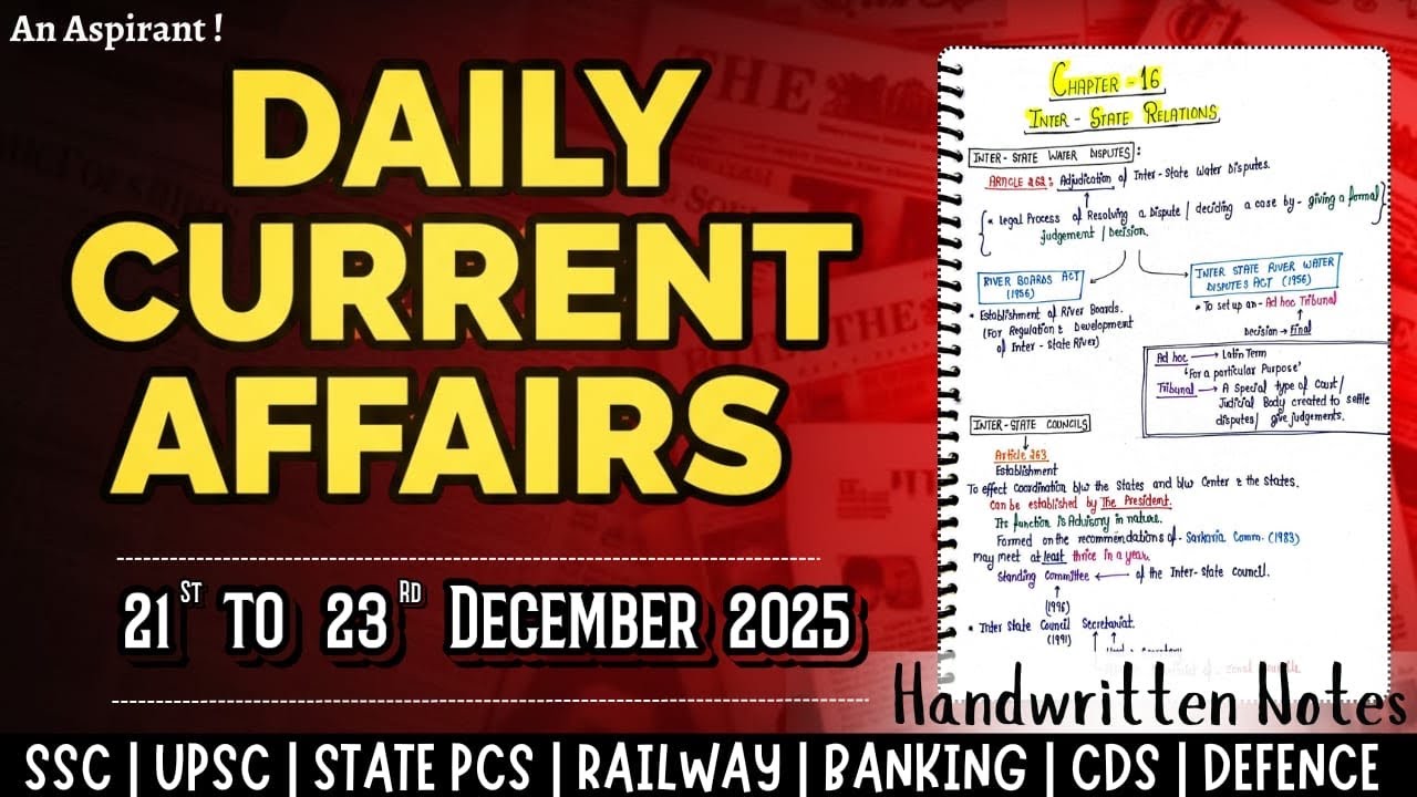 21st to 23rd December 2025 || Daily current affairs || Handwritten ...