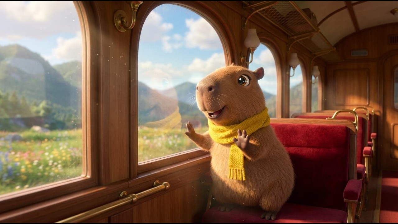 Capi Faz um Passeio de Trem 🚂🎵 | Música Infantil Educativa | Aprendendo Cores e Paisagens