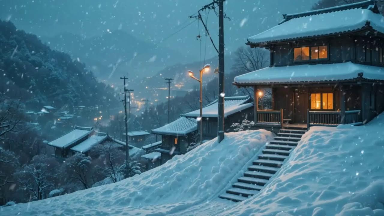 Japanese Snowfall Lofi 🎶 Warm Winter Beats for Study