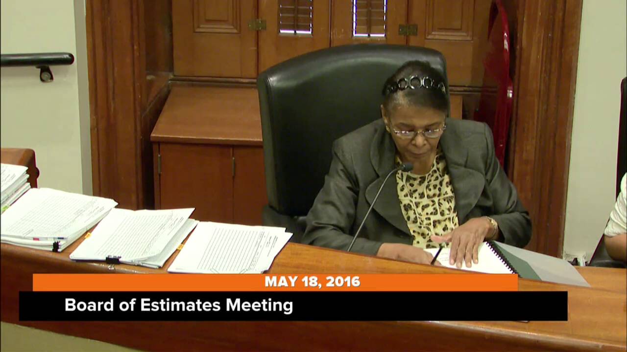 Board of Estimates; May 18, 2016
