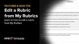 Edit a Rubric from My Rubrics