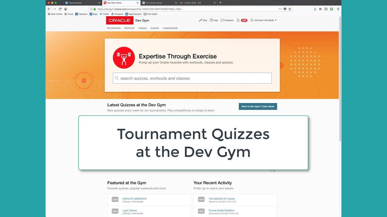 Tournament Quizzes at the Dev Gym - YouTube