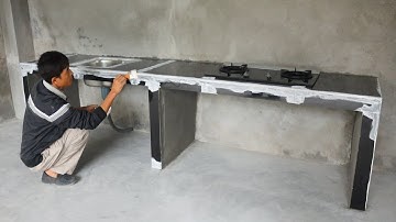 Construction & Installation Kitchen Table Concrete Super Load-Bearing With Ceramic Tiles