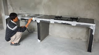 Construction & Installation Kitchen Table Concrete Super Load-Bearing With Ceramic Tiles