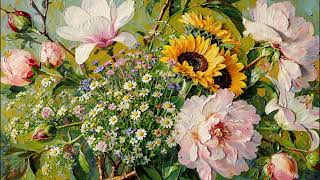 🌷 Relaxing Ambient Music with Fine Art Flowers | Calm Peaceful Background for TV