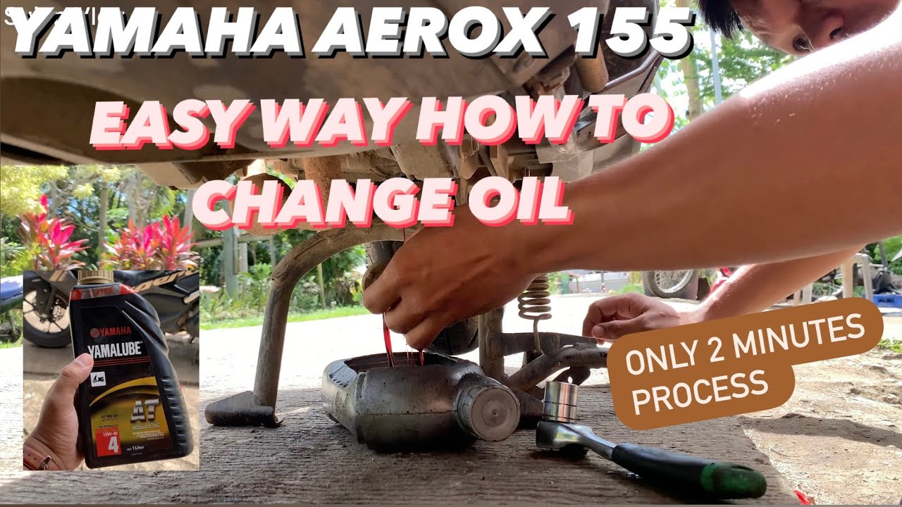 yamaha aerox 155 change oil/ easy way to change oil of aerox 155/ how to change engine oil of
