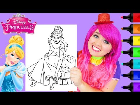 coloring-cinderella-glass-slipper-disney-coloring-page-prismacolor-paint-markers-|-kimmi-the-clown