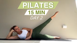 15 MIN FULL BODY PILATES WORKOUT | 7 Day Challenge \/ Day 2