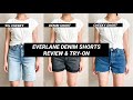 EVERLANE DENIM SHORTS (COMPARISON, REVIEW, TRY ON) CHEEKY DENIM SHORTS, 90s CHEEKY, THE DENIM SHORT