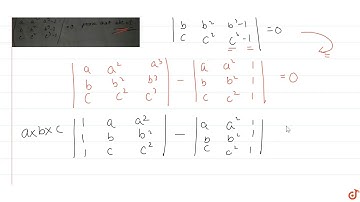 `|[a,a^2,a^3-1],[b,b^2,b^3-1],[c,c^2,c^3-1]|=0 `   prove that  `abc= I `                       ...