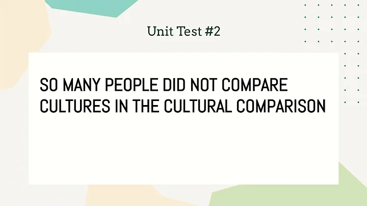 Cultural Comparison Recap