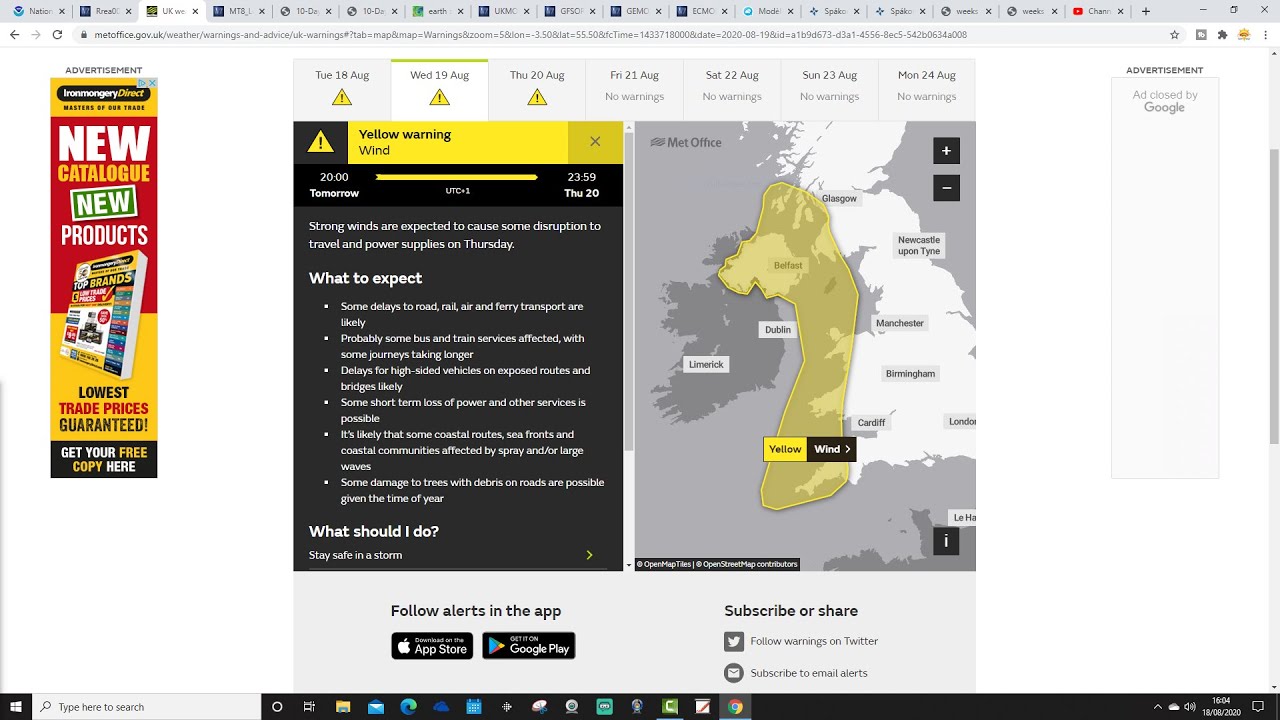 Ten Day Forecast: Summer Gales This Week - Unsettled Next Week? (18-08-20)