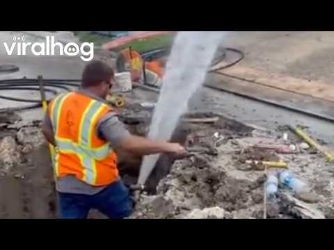 Worker Has 15 Seconds to Seal Pipe || ViralHog