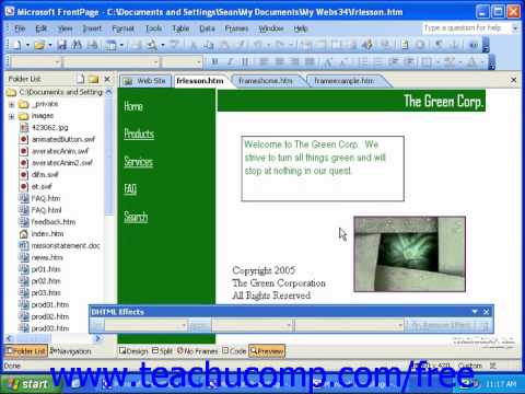 FrontPage Tutorial Using DHTML Microsoft Training Lesson 13.7