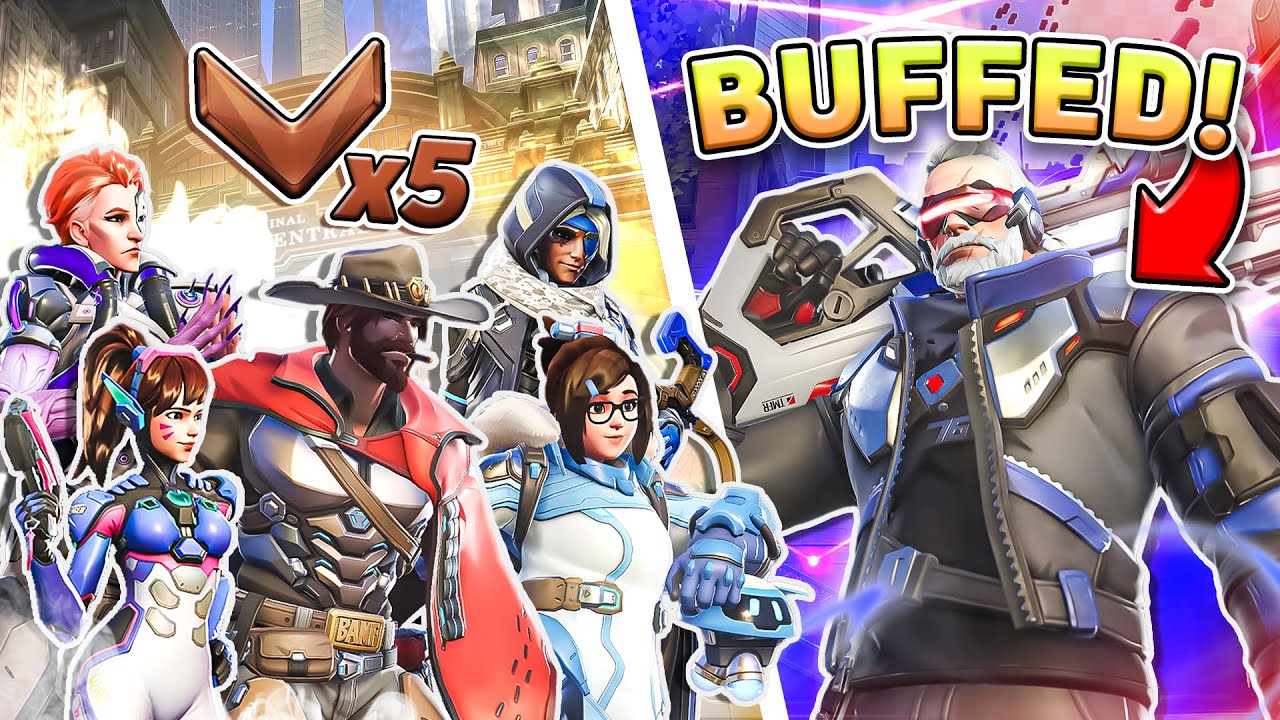 1 BUFFED Soldier 76 vs 5 BRONZE PLAYERS... who wins?
