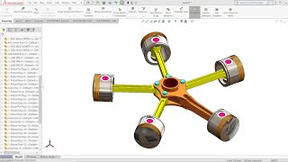 RADIAL ENGINE ASSEMBLY | Solidworks Assembly Tutorial | Exercise No. 54