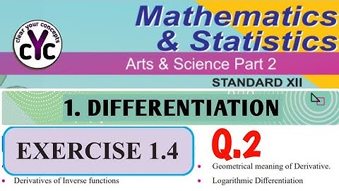 Exercise 1.4 (Q.2) | Differentiation | chapter 1| class 12 | maths part 2