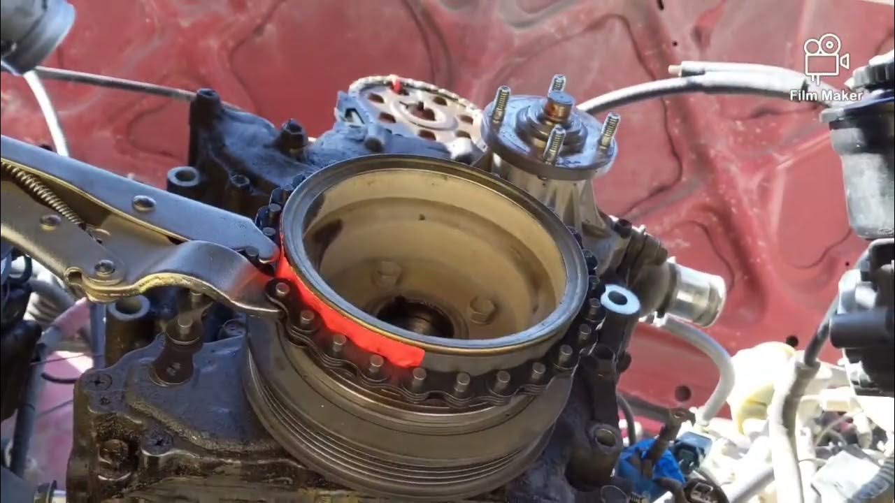 how to remove crankshaft pulley bolt with chain wrench. 3rzfe Toyota