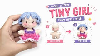 Tiny Girl Crochet Tutorial (Part 1) | Easy Amigurumi Doll From Simple Base