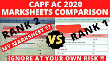 CAPF AC 2020 MARKSHEET COMPARISON | UPSC CAPF TOPPER MARKSHEET | UPSC CAPF TOPPER MARKS #capfac2022