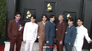 BTS arrive at the 64th Annual GRAMMY Awards Red carpet in Las Vegas