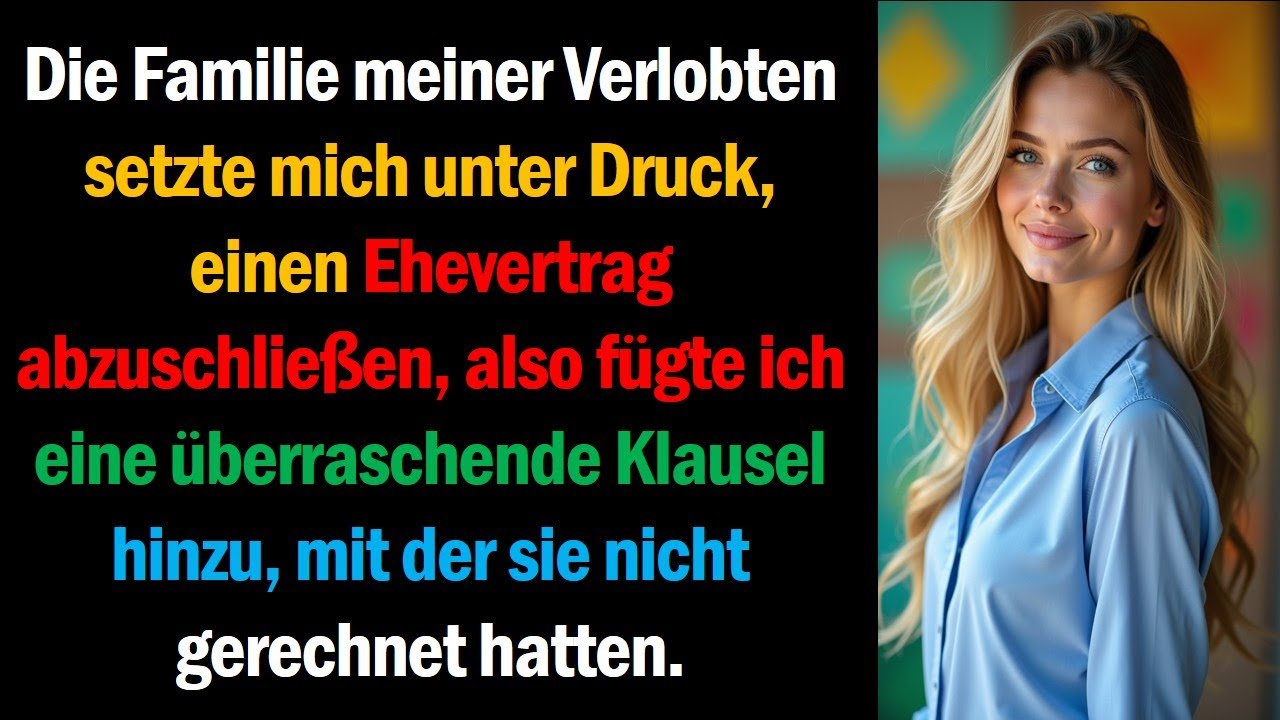 Die Familie meiner Verlobten setzte mich unter Druck, einen Ehevertrag abzuschließen, also fügte