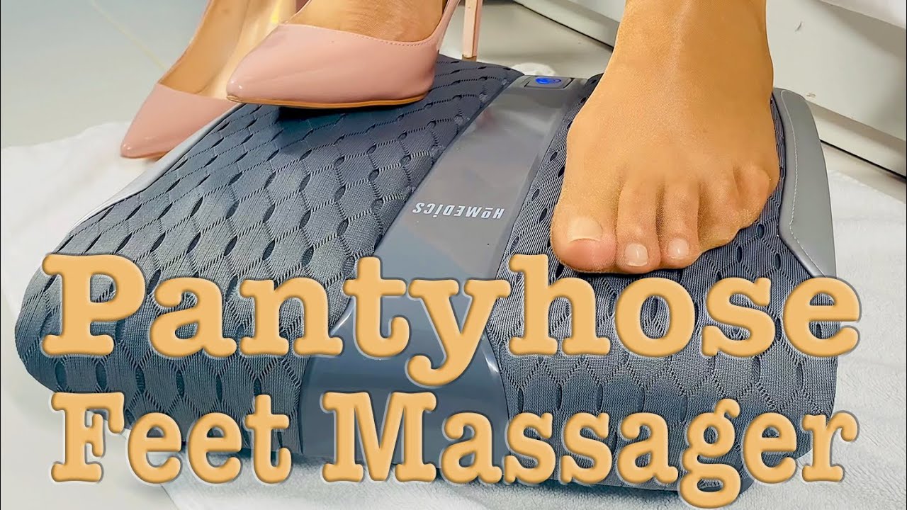 Foot Massager On Nylon Pantyhose Feet Touch Gel Shiatsu Massage Machine Stockinged Feet 