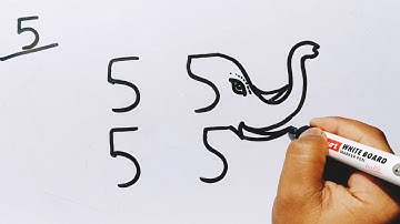 How To Draw Elephant From Number 5 | Elephant Drawing Easy Step By Step | Drawing Tutorial