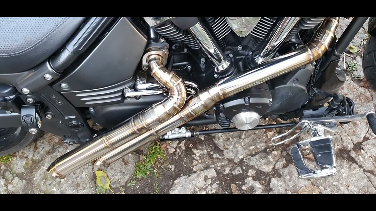 spyramoto Yamaha Warrior 1700 custom exhaust sound YouTube