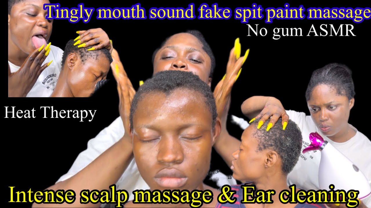 ASMR✨Fake spit paint, Scalp Massage for headache relief with hair steaming