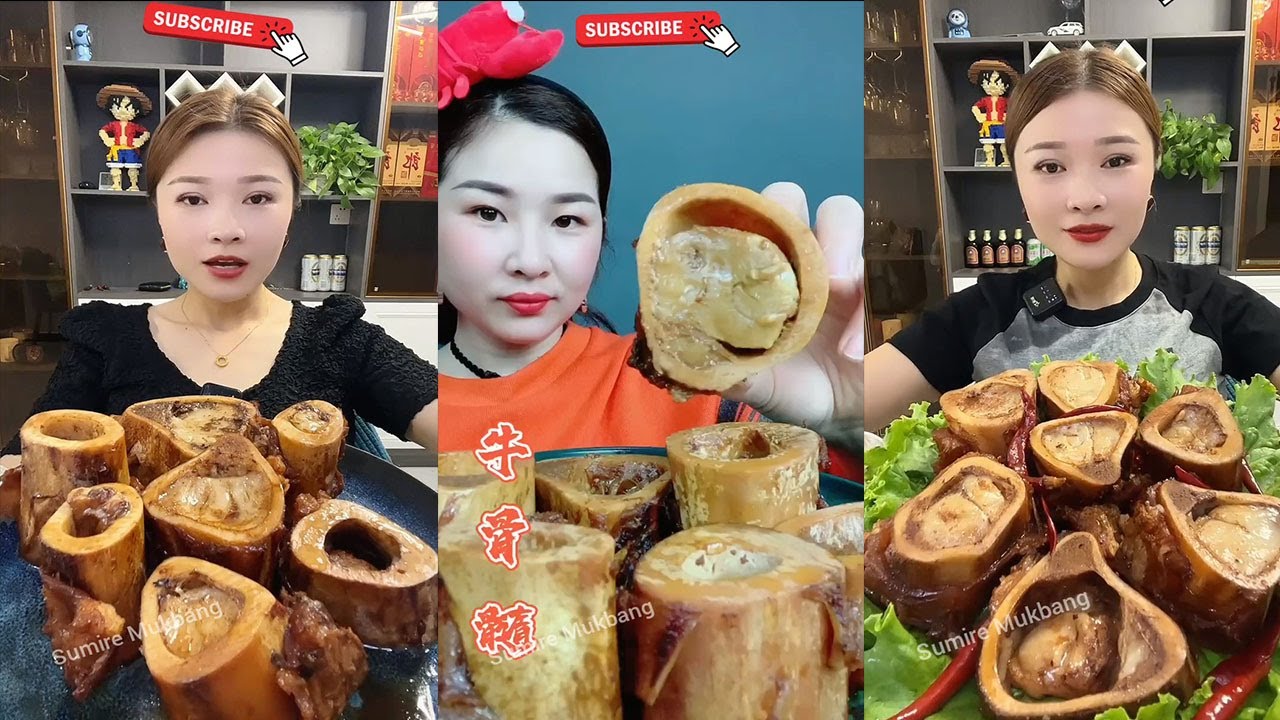MUKBANG ASMR Eating roasted big bone marrow so yummy