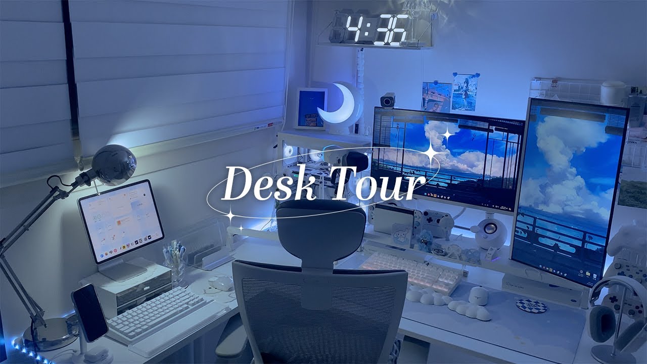 Desk Tour | 집순이의 데스크투어🖥 | 블루화이트 셋업🩵 | 카멜마운트 2DA2DS 🤍 | 게이밍 셋업 🎮