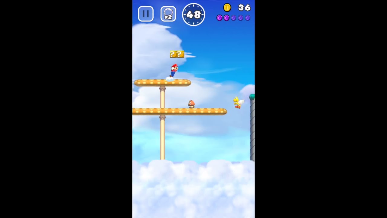 スーパーマリオ ラン【攻略】: ワールドツアーモード1-3「キノコの谷のパタパタ」カラーコインコンプリート攻略 | Appliv Games