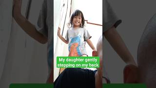 My Daughter Tries To Massage Her Daddy By Gently Stepping On My Back