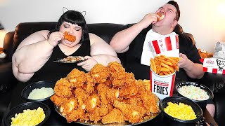 100 KFC Kentucky Fried Chickens With Hungry Fat Chick • MUKBANG