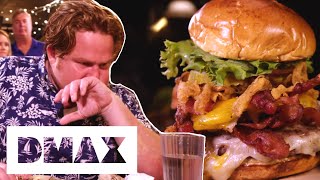 Casey Sweats Through A Monster 4 Pound Burger \& Nachos Combo | Man v. Food