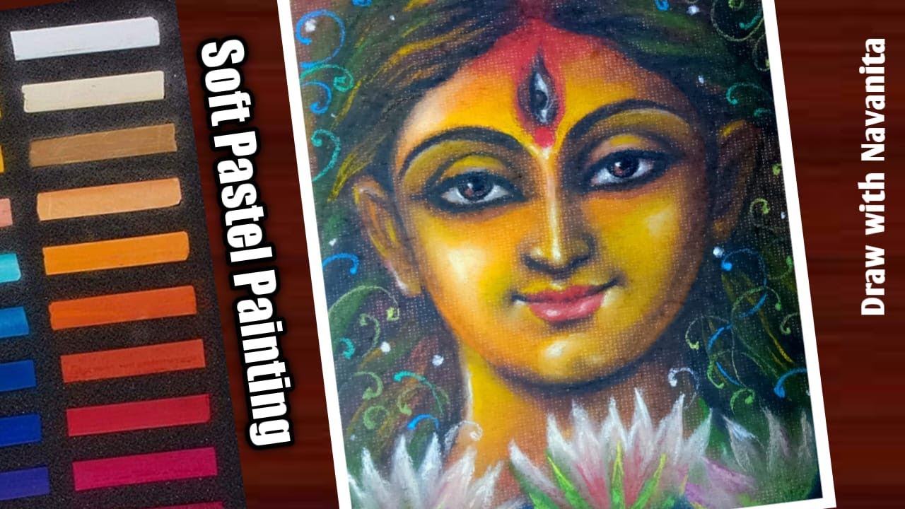 Easy Durga Painting with soft pastel/Durga Drawing/Mahalaya special painting