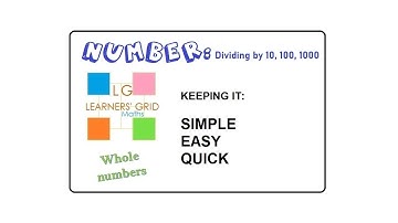 DIVIDING Whole Numbers, by multiples of 10 (i.e. by 10, 100, 1000) Tutorial 2