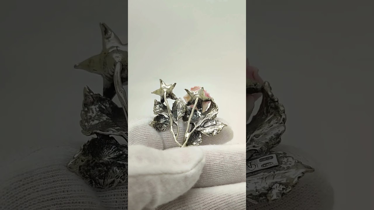 Vintage Italian Handmade Genuine Silver 800 Stem of Roses Figurine Miniature Vintage Silver Boutique