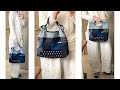 diy patchwork tote bag with japanese boro fabric scrap 藍古布はぎれパッチワークトートバッグ作りました☺︎ 着物リメイク kimono｜ 時。