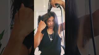 Applying Keratin Botox touch up on myself.  #KeratinBotox #aminoacid #blackhairtreatment