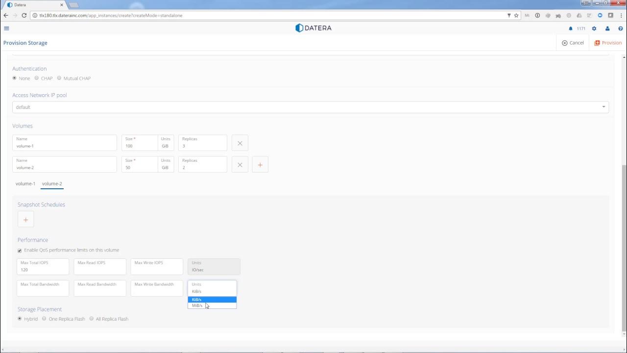 Provisioning New Storage Volumes with Datera Storage & Data