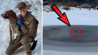 Hero UPS driver jumps into icy pond to save a drowning dog by Watchjojo Animals 657 views 3 years ago 3 minutes, 52 seconds