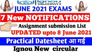 7 New NOTIFICATIONS, Practical DateSheet, Assignment New List, ignou New Circular By STUDY ZONE