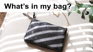 Whats in my Bag featuring Louis Vuitton Double Zip Pochette in Empreinte Leather
