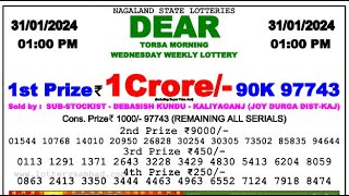 Nagaland Lottery Sambad Live Today 1Pm 31.01.2024 Dear Bengal Morning Evening Night Jan 31, 2024