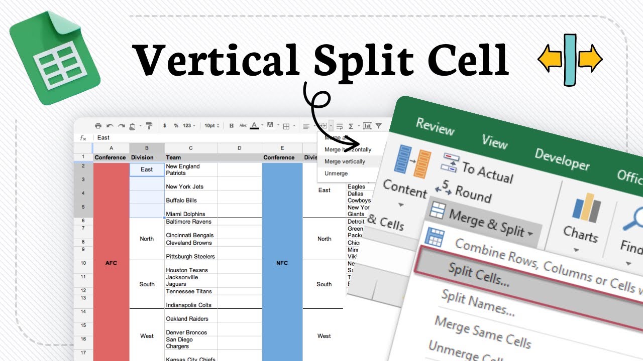 How to split a cell vertically in Google Sheets