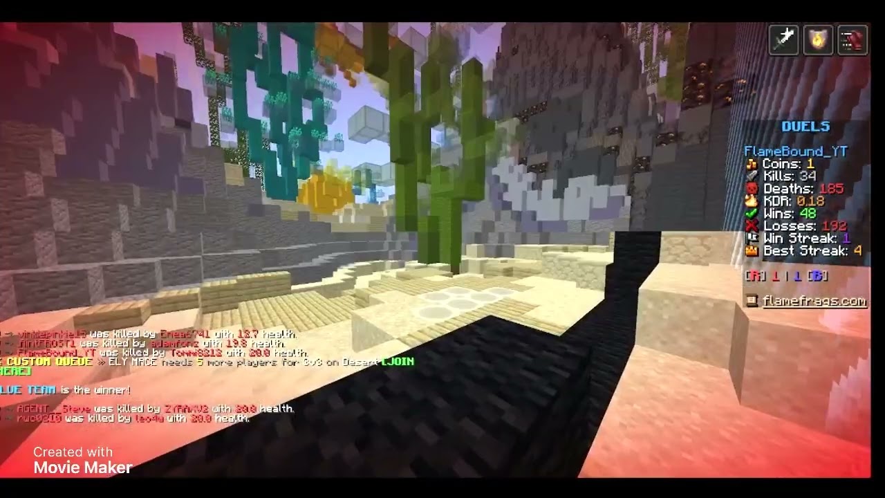 Practicing pvp on flamefrags minecraft server.